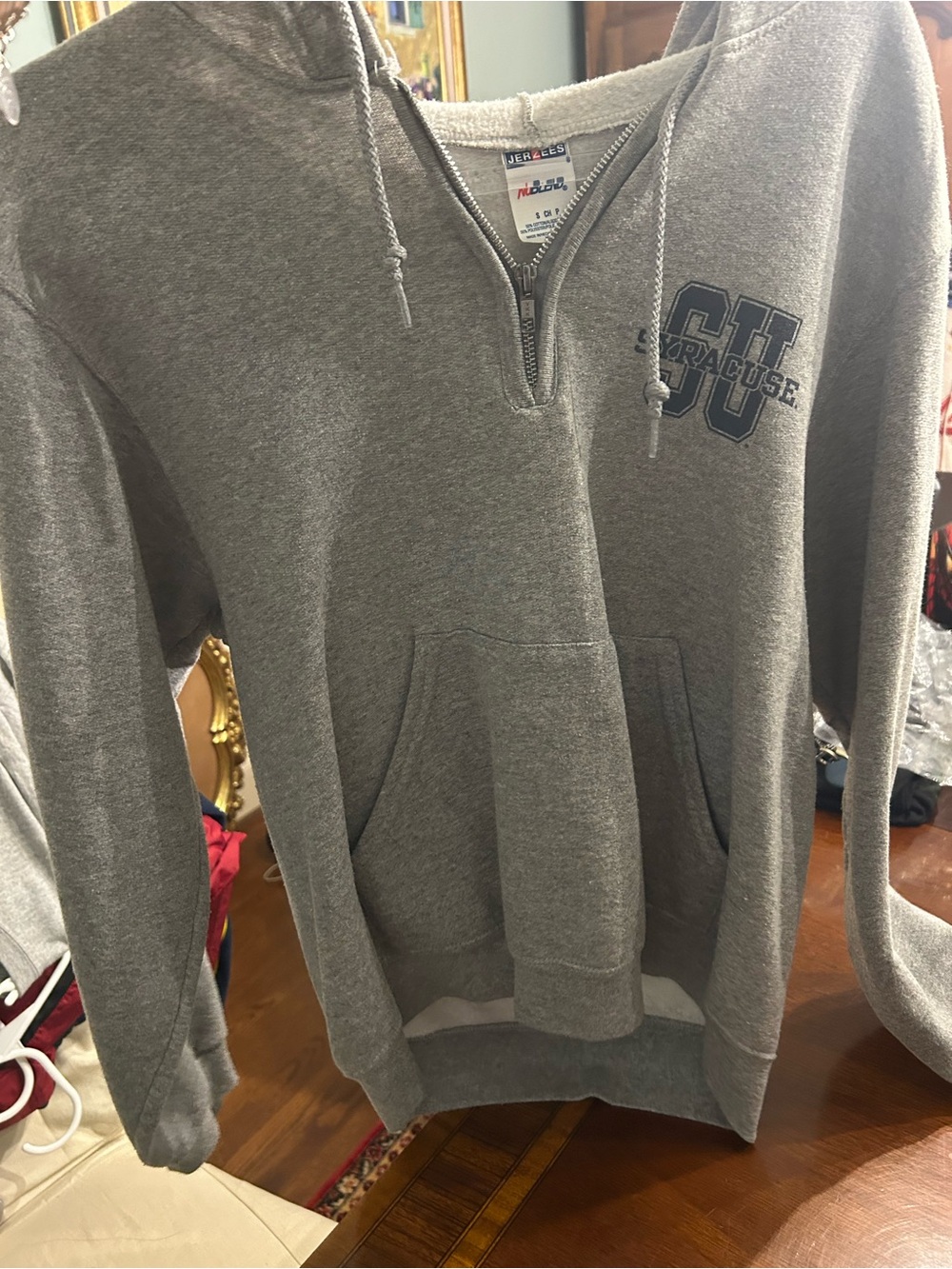 Jerzees Gray Syracuse CU Half-Zip Hoodie